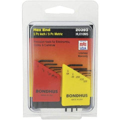 Bondhus - 10 Piece, L-Key Hex Key Set - .028 to 5/64" Range, Protanium Steel - Eagle Tool & Supply
