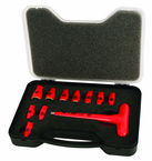 Insulated 1/4" Inch T-Handle Socket Set Includes Socket Sizes: 3/16; 7/32; 1/4; 9/32; 5/16; 11/32; 3/8; 7/16; 1/2; 9/16 and T Handle In Storage Box. 11 Pieces - Eagle Tool & Supply