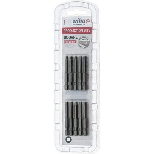 Wiha - #3" Square Size Power Bit - 1/4" Drive, 2" OAL - Eagle Tool & Supply