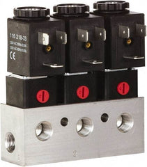 ARO/Ingersoll-Rand - 1/8", CAT Series 3-Way 2-Position Bar Manifold Stacking Solenoid Valve - 24 VDC, 0.062 CV Rate, 3.275" High x 4" Long - Eagle Tool & Supply