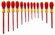 Insulated Slotted Screwdriver 2.0; 2.5; 3.0; 3.5; 4.5; 5.5; 6.5; 8.0; 10.0mm & Phillips # 0; 1; 2; 3. 13 Piece Set - Eagle Tool & Supply