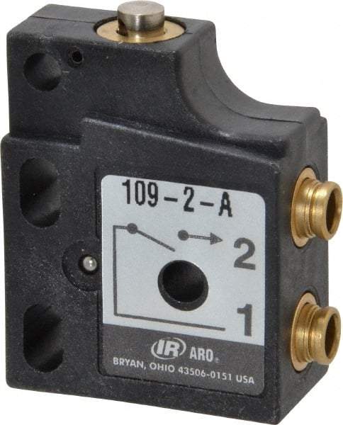 ARO/Ingersoll-Rand - 0.09 CV Rate, 3 Way Valve Mini Mechanical Valve - 5/32" NPT Inlet, 5/32" NPT Outlet, 150 Max psi, Straight Plunger - Eagle Tool & Supply
