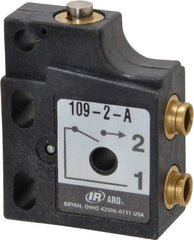 ARO/Ingersoll-Rand - 0.09 CV Rate, 3 Way Valve Mini Mechanical Valve - 5/32" NPT Inlet, 5/32" NPT Outlet, 150 Max psi, Straight Plunger - Eagle Tool & Supply