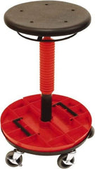 ShopSol - 300 Lb Capacity, 5 Wheel Trolley Stool - Polyurethane, 18" Long x 16-1/2" Overall Height x 18" Wide - Eagle Tool & Supply