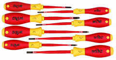 Insulated Slim Integrated Insulation 8 Piece Screwdriver Set Slotted 3.5; 4; 4.5; 5.5; Phillips #1 & 2; Square #1 & 2 - Eagle Tool & Supply