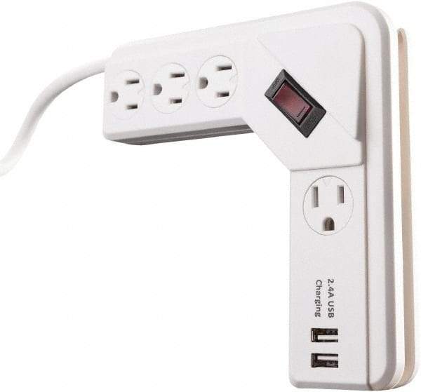Woods PRO - 4 Outlets, 125 Volts, 15 Amps, 4' Cord, Power Outlet Strip - Keyhole Mount, 5-15 NEMA Configuration, 6-1/2" Strip, cULus - Eagle Tool & Supply