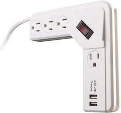 Woods PRO - 4 Outlets, 125 Volts, 15 Amps, 4' Cord, Power Outlet Strip - Keyhole Mount, 5-15 NEMA Configuration, 6-1/2" Strip, cULus - Eagle Tool & Supply