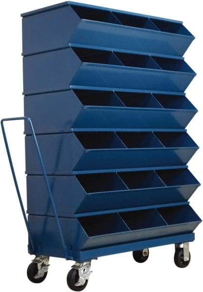 Stackbin - 6 Bin, Shelving Unit with Openings & Base - 37" Wide x 58-5/8" High - Eagle Tool & Supply