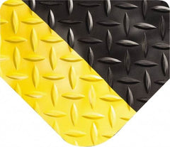 Wearwell - 7' Long x 2' Wide, Dry Environment, Anti-Fatigue Matting - Black with Yellow Borders, Vinyl with Urethane Sponge Base, Beveled on All 4 Sides - Eagle Tool & Supply