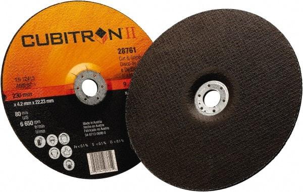 3M - 36 Grit, 9" Wheel Diam, 1/8" Wheel Thickness, 7/8" Arbor Hole, Type 27 Depressed Center Wheel - Ceramic, 6,650 Max RPM - Eagle Tool & Supply