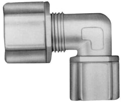 Made in USA - 5/16" Tube OD, Kynar Plastic Compression Tube Female Elbow - 1/4 NPT Pipe, 275°F Max, Plastic Grip - Eagle Tool & Supply
