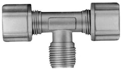 Made in USA - 5/16" Tube OD, Kynar Plastic Compression Tube Male Branch Tee - 1/4 NPT Pipe, 275°F Max, Plastic Grip - Eagle Tool & Supply