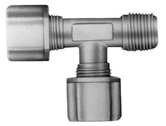 Made in USA - 5/16" Tube OD, Acetal/Celcon Plastic Compression Tube Male Run Tee - 1/4 NPT Pipe, 220°F Max, Plastic Grip - Eagle Tool & Supply