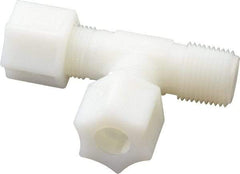 Made in USA - 3/8" Tube OD, Nylon Plastic Compression Tube Male Run Tee - 3/8 NPT Pipe, 220°F Max, Plastic Grip - Eagle Tool & Supply