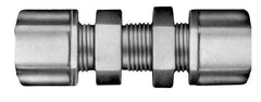 Made in USA - 5/16" Tube OD, Acetal/Celcon Plastic Compression Tube Bulkhead Union - 220°F Max, Plastic Grip - Eagle Tool & Supply