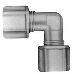 Made in USA - 5/16" Tube OD, Kynar Plastic Compression Tube Union Elbow - 275°F Max, Plastic Grip - Eagle Tool & Supply