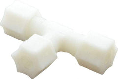 Made in USA - 3/8" Tube OD, Nylon Plastic Compression Tube Union Tee - 220°F Max, Plastic Grip - Eagle Tool & Supply