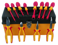 12 Piece - Insulated Pliers; Cutters; Slotted & Phillips Screwdrivers; Nut Drivers in Tool Box - Eagle Tool & Supply