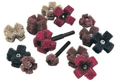 Standard Abrasives - 3" Diam Medium Density Cross Buff - 2 Plys, 1/4-20 Thread, Coarse Grade, 8,000 Max RPM - Eagle Tool & Supply