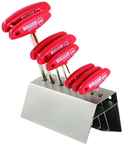 8 Piece - 2.0 - 10mm - T-Handle Hex Ergonomic Comfort Grip Metric Set in Metal Stand - Eagle Tool & Supply