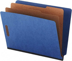 UNIVERSAL - 8-1/2 x 11", Letter Size, Blue, Classification Folders with End Tab Fastener - 25 Point Stock, Straight Tab Cut Location - Eagle Tool & Supply