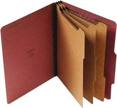 UNIVERSAL - 8-1/2 x 11", Letter Size, Red, Classification Folders with Top Tab Fastener - 25 Point Stock, Right of Center Tab Cut Location - Eagle Tool & Supply