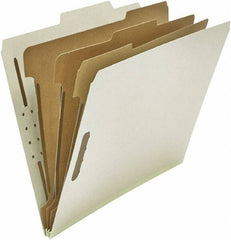 UNIVERSAL - 8-1/2 x 11", Letter Size, Gray, Classification Folders with Top Tab Fastener - 25 Point Stock, Right of Center Tab Cut Location - Eagle Tool & Supply