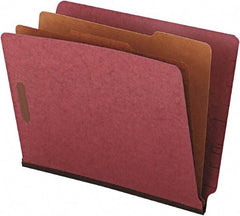 UNIVERSAL - 8-1/2 x 11", Letter Size, Red, Classification Folders with End Tab Fastener - 25 Point Stock, Straight Tab Cut Location - Eagle Tool & Supply