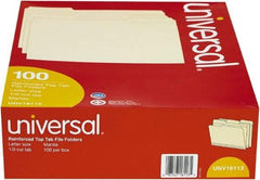 UNIVERSAL - 8-1/2 x 11", Letter Size, Manila, File Folders with Top Tab - 11 Point Stock, Assorted Tab Cut Location - Eagle Tool & Supply