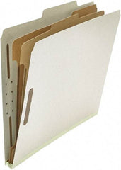 UNIVERSAL - 8-1/2 x 11", Letter Size, Gray, Classification Folders with Top Tab Fastener - 25 Point Stock, Right of Center Tab Cut Location - Eagle Tool & Supply