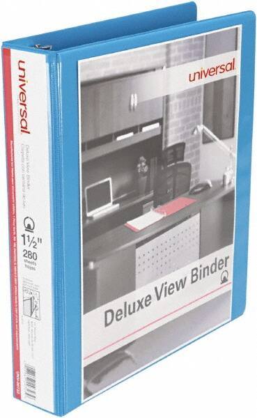 UNIVERSAL - 275 Sheet Capacity, 11 x 8-1/2", View Ring Binder - Polypropylene, Light Blue - Eagle Tool & Supply