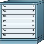 Bench-Standard Cabinet - 7 Drawers - 30 x 28-1/4 x 33-1/4" - Single Drawer Access - Eagle Tool & Supply