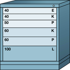 Bench-Standard Cabinet - 6 Drawers - 30 x 28-1/4 x 33-1/4" - Single Drawer Access - Eagle Tool & Supply