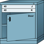 Bench-Standard Cabinet - 2 Drawers - Base Shelf - Adjustable Shelf - Lockable Swing Door - 30 x 28-1/4 x 33-1/4" - Multiple Drawer Access - Eagle Tool & Supply