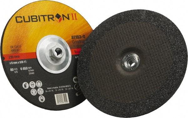 3M - 36 Grit, 9" Wheel Diam, 1/4" Wheel Thickness, Type 27 Depressed Center Wheel - Coarse Grade, Ceramic, Resinoid Bond, Q Hardness, 6,650 Max RPM, Compatible with Angle Grinder - Eagle Tool & Supply