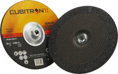 3M - 36 Grit, 9" Wheel Diam, 1/4" Wheel Thickness, Type 27 Depressed Center Wheel - Coarse Grade, Ceramic, Resinoid Bond, Q Hardness, 6,650 Max RPM, Compatible with Angle Grinder - Eagle Tool & Supply