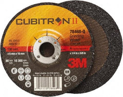 3M - 36 Grit, 4" Wheel Diam, 1/4" Wheel Thickness, 5/8" Arbor Hole, Type 27 Depressed Center Wheel - Coarse Grade, Ceramic, Resinoid Bond, Q Hardness, 15,000 Max RPM, Compatible with Angle Grinder - Eagle Tool & Supply