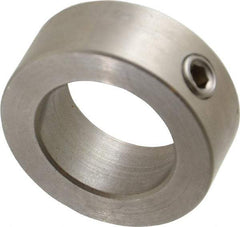 Climax Metal Products - 15/16" Bore, Stainless Steel, Set Screw Shaft Collar - 1-1/2" Outside Diam, 9/16" Wide - Eagle Tool & Supply