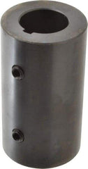 Climax Metal Products - 1-1/4" Inside x 2-1/4" Outside Diam, Mild Steel Set Screw Rigid Coupling with keyway - 4" Long x 1/4" Keyway Width x 1/8" Keyway Depth - Eagle Tool & Supply