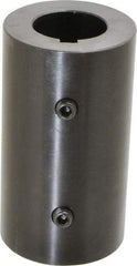 Climax Metal Products - 1-3/8" Inside x 2-1/2" Outside Diam, Mild Steel Set Screw Rigid Coupling with keyway - 4-1/2" Long x 5/16" Keyway Width x 5/32" Keyway Depth - Eagle Tool & Supply