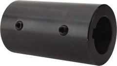 Climax Metal Products - 1-1/2" Inside x 2-1/2" Outside Diam, Mild Steel Set Screw Rigid Coupling with keyway - 4-1/2" Long x 3/8" Keyway Width x 3/16" Keyway Depth - Eagle Tool & Supply