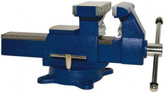 Yost Vises - 8" Jaw Width x 8-1/2" Jaw Opening Capacity, 4-3/4" (Regular) Throat Depth, Bench & Pipe Combination Vise - 1/8 to 4-1/2" Pipe Capacity, Swivel Base, Bolt Down Attachment, Ductile Iron - Eagle Tool & Supply