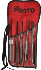 Proto - 5 Piece, 5/32 to 5/16", Pin Punch Set - Hex Shank, Steel, Comes in Tool Roll - Eagle Tool & Supply