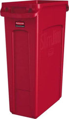 Rubbermaid - 23 Gal Red Rectangle Trash Can - Polyethylene, None Graphic, 30" High x 22" Long x 11" Wide, Lid Not Included - Eagle Tool & Supply
