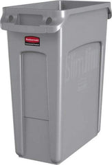 Rubbermaid - 16 Gal Gray Rectangle Trash Can - Polyethylene, None Graphic, 25" High x 22" Long x 11" Wide, Lid Not Included - Eagle Tool & Supply