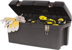 Stanley - 1 Tray Tool Box - 23-5/8" Wide x 11-1/2" Deep x 11-1/8" High, Plastic/Metal, Black - Eagle Tool & Supply
