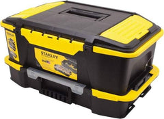 Stanley - 4 Compartment Tool Organizer - 19" Wide x 12" Deep x 6" High, Plastic, Black/Yellow - Eagle Tool & Supply