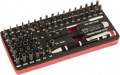 Wiha - 68 Piece, 4mm Drive Screwdriver Micro Bit Set - #000 to #2 Phillips, T1 to T20 Torx, 0.8, 1.2, 1.5, 1.8, 2, 2.5, 3, 3.5 & 4mm Slotted - Eagle Tool & Supply
