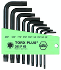 9 Piece - IP8; IP9; IP10; IP15; IP20; IP25; IP27; IP30; IP40 - Black Finish - TorxPlus L-Key Short Arm Set - Eagle Tool & Supply