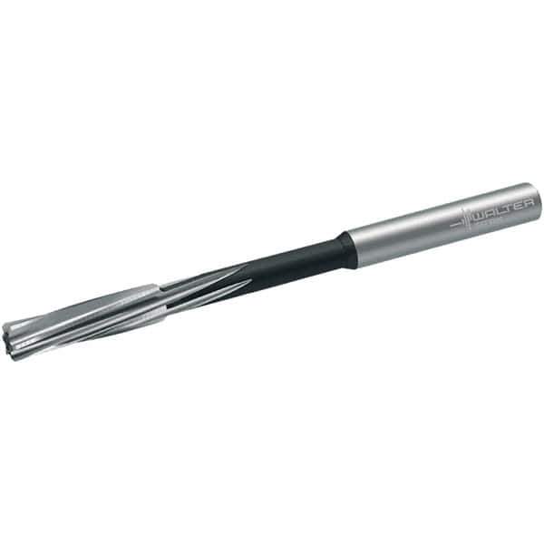 Walter-Titex - 8.9mm Cobalt 6 Flute Chucking Reamer - Spiral Flute, 9mm Straight Shank, 36mm Flute Length, 125mm OAL - Eagle Tool & Supply